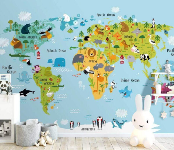 Mapa Afriky se zvířaty Fototapeta Mapa Afriky se zvířaty