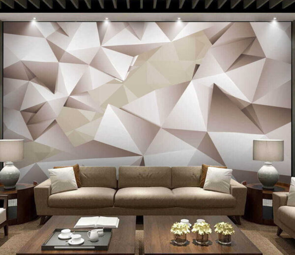 Bílý a šedý polygonální vzor Fototapeta Bílý a šedý polygonální vzor