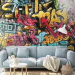 Fototapeta Žluté a černé graffiti
