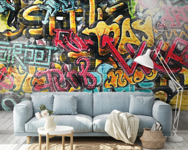 Žluté a černé graffiti Fototapeta Žluté a černé graffiti