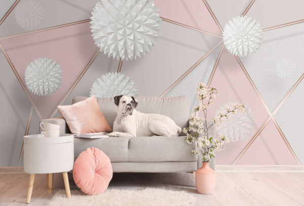 Bílý a růžový geometrický design Fototapeta Bílý a růžový geometrický design