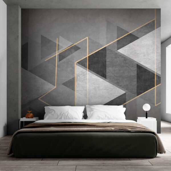 Abstraktní geometrie v černobílé a žluté barvě Fototapeta Abstraktní geometrie v černobílé a žluté barvě