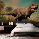 Fototapeta Dinosaurus s rohy a dlouhým krkem