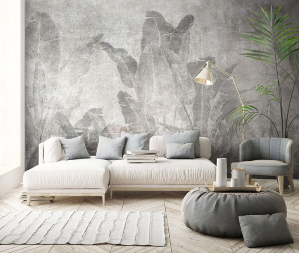 Fototapeta Texturované listy na zvětralé stěně