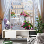 Fototapeta Klidný pařížský balkon s květinami