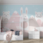 Fototapeta Bílá kočka s růžovými tvářemi a růžovým vejcem