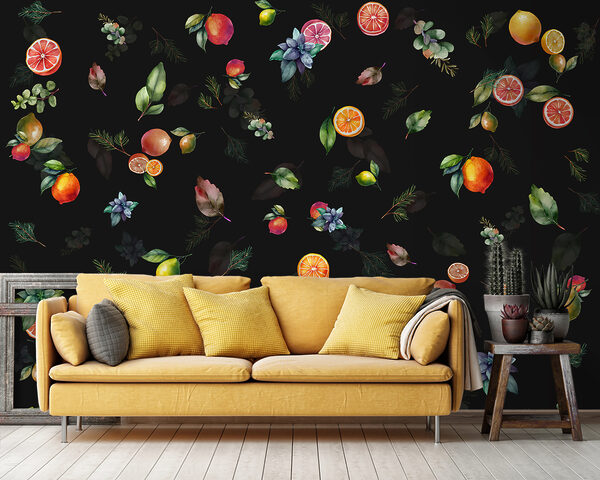 Fototapeta Fototapeta Vzor citrusů a listů (SKU: u98770)