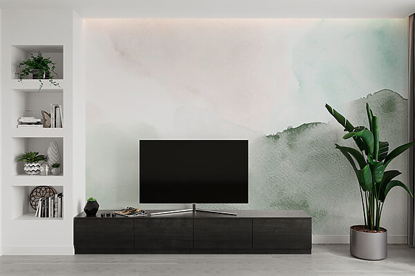 Abstraktní zelená a bílá akvarelová malba Fototapeta Abstraktní zelená a bílá akvarelová malba