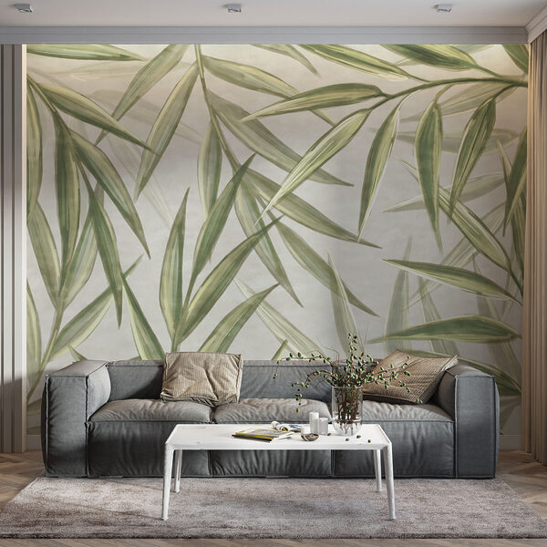 Zelené listy na světlém pozadí Fototapeta Zelené listy na světlém pozadí