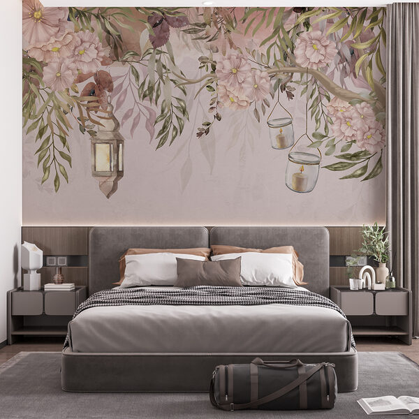 Lampiony a květy vytvářejí snovou scénu Fototapeta Lampiony a květy vytvářejí snovou scénu