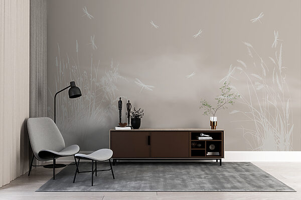 Bílá vážka s křídly Fototapeta Bílá vážka s křídly