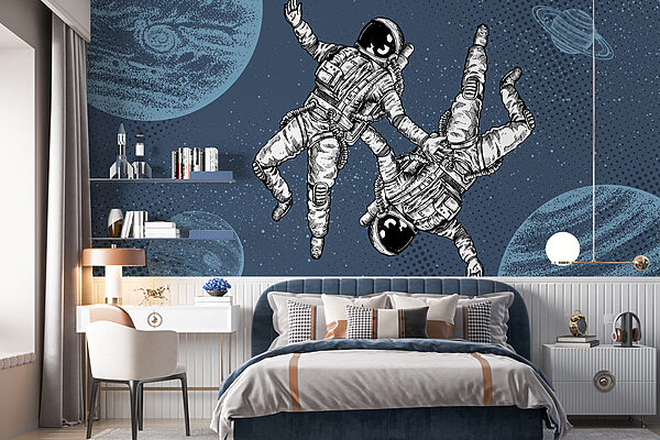 Dva astronauti se vznášejí ve vesmíru Fototapeta Dva astronauti se vznášejí ve vesmíru