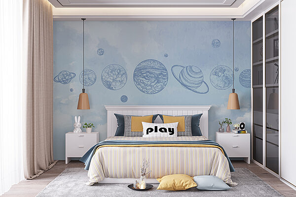 Planety na obloze s mraky Fototapeta Planety na obloze s mraky