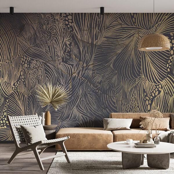 Elegantní botanický vzor v tmavých tónech Fototapeta Elegantní botanický vzor v tmavých tónech