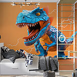 Fototapeta Modrý dinosaurus s vycházejícím bleskem