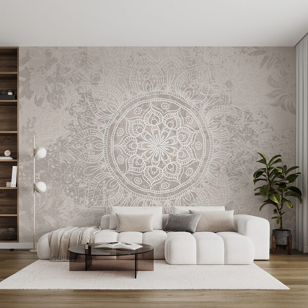 Fototapeta Fototapeta Bílá a šedá mandala (SKU: w08246)