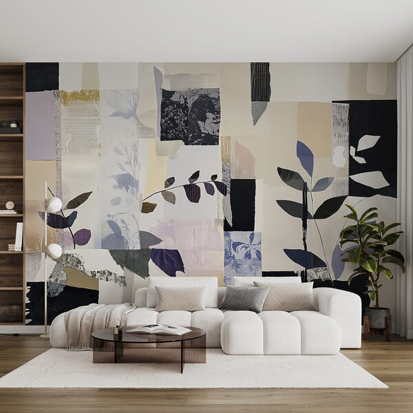 Malování listů a čtverců Fototapeta Malování listů a čtverců