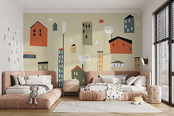 Skupina budov, z nichž vychází kouř Fototapeta Skupina budov, z nichž vychází kouř