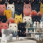 Fototapeta Wall murals Group of cats with flowers