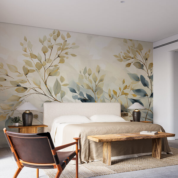 Wall murals Painting of leaves and branches Fototapeta Wall murals Painting of leaves and branches