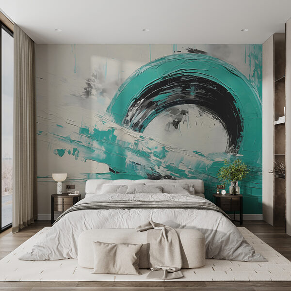 Malování kruhu černou a bílou barvou Fototapeta Malování kruhu černou a bílou barvou