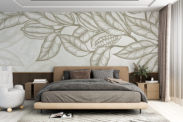 Rostlina s listy a fazolemi Fototapeta Rostlina s listy a fazolemi