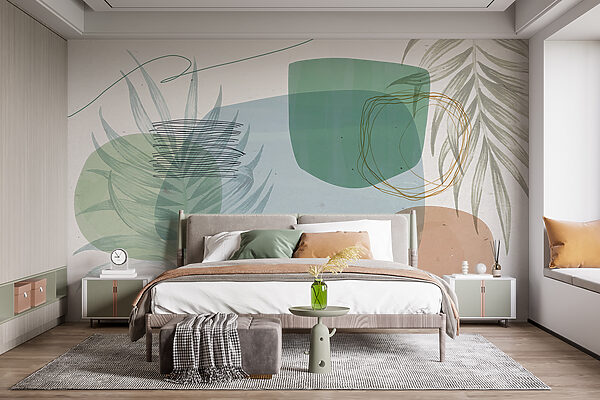 Abstraktní botanické tvary a linie Fototapeta Abstraktní botanické tvary a linie