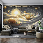 Fototapeta Planeta s prstenci a hvězdami na obloze