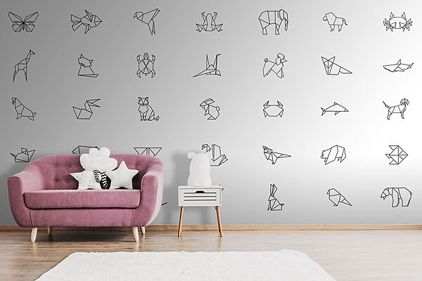 Sbírka zvířat origami Fototapeta Sbírka zvířat origami