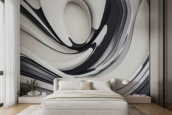 Černobílý vířivý design Fototapeta Černobílý vířivý design