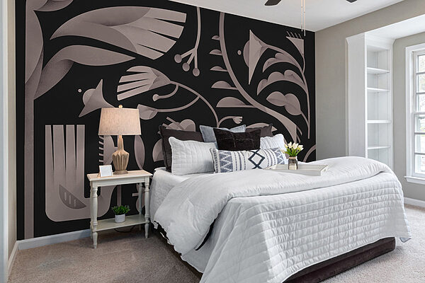 Černobílý květinový design Fototapeta Černobílý květinový design