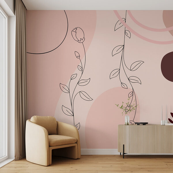 Elegantní květinový liniový design Fototapeta Elegantní květinový liniový design