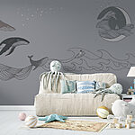 Fototapeta Kresba velryby na šedém pozadí