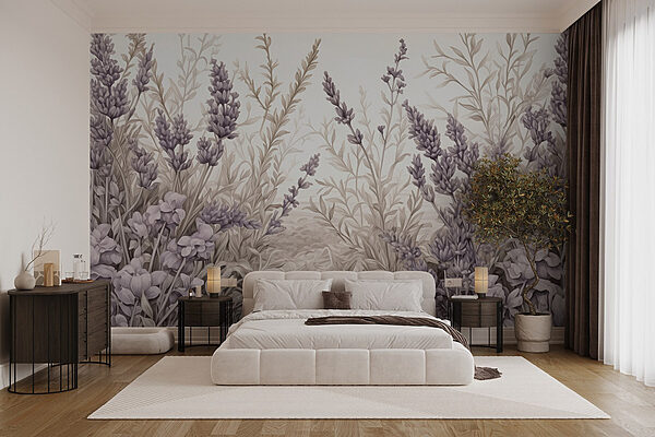 Fototapeta Fototapeta Levandulová pole v jemných odstínech (SKU: w02847)