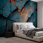 Fototapeta Popraskaná skála s oranžovým osvětlením