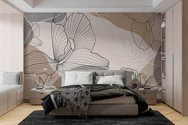 Elegantní květinový liniový design Fototapeta Elegantní květinový liniový design