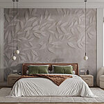 Fototapeta Bílý listový vzor na stěně