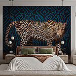 Fototapeta Leopard stojící na dřevěné podlaze