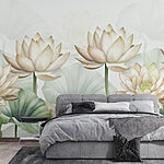 Fototapeta Skupina bílých květů se zelenými listy