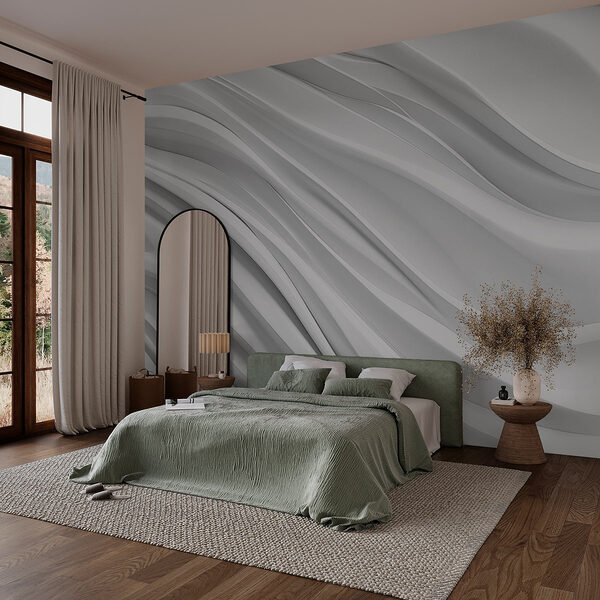 Bílé pozadí se zvlněnými liniemi Fototapeta Bílé pozadí se zvlněnými liniemi