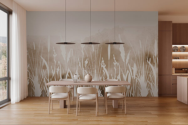 Bílá silueta trávy Fototapeta Bílá silueta trávy