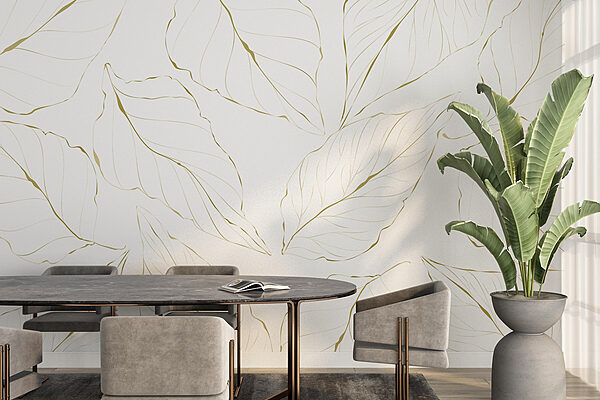 Vzor listů na bílém pozadí Fototapeta Vzor listů na bílém pozadí