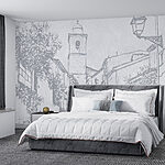 Fototapeta Kresba ulice se zvonicí