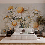 Fototapeta Wall murals Painting of white and yellow flowers