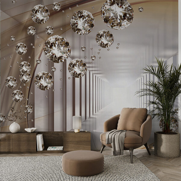 Fototapeta Drahokamy plující v nekonečném tunelu