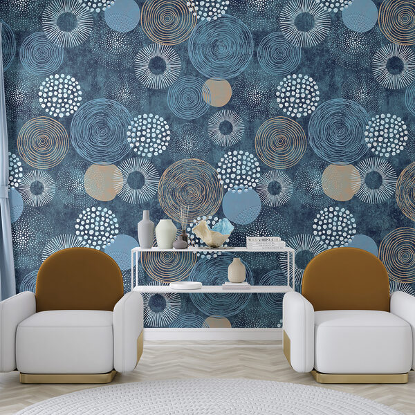 Modrobílý design kruhu Fototapeta Modrobílý design kruhu