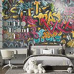 Fototapeta Žluté a černé graffiti