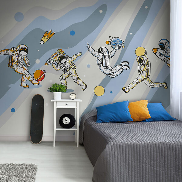 Fototapeta Karikatura astronauta s raketou na hlavě