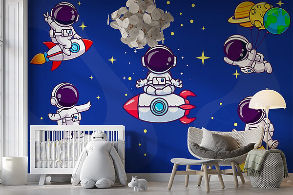 Kreslený astronaut ve vesmíru Fototapeta Kreslený astronaut ve vesmíru