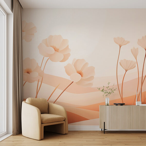 Bílé květy v poušti Fototapeta Bílé květy v poušti